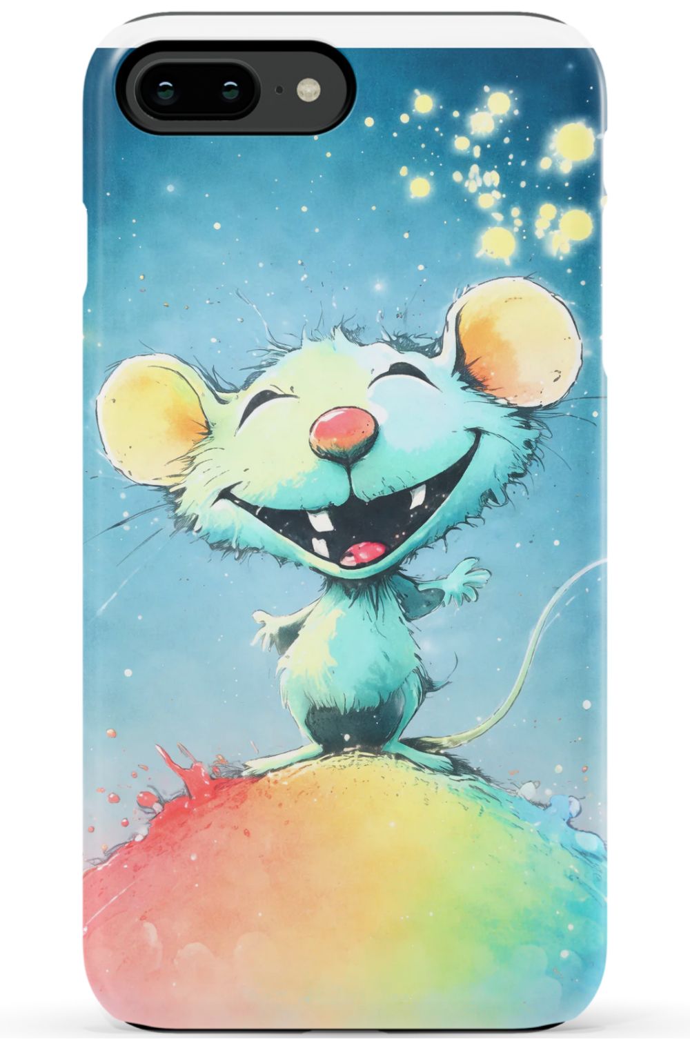 Joyful mouse on a colourful splash