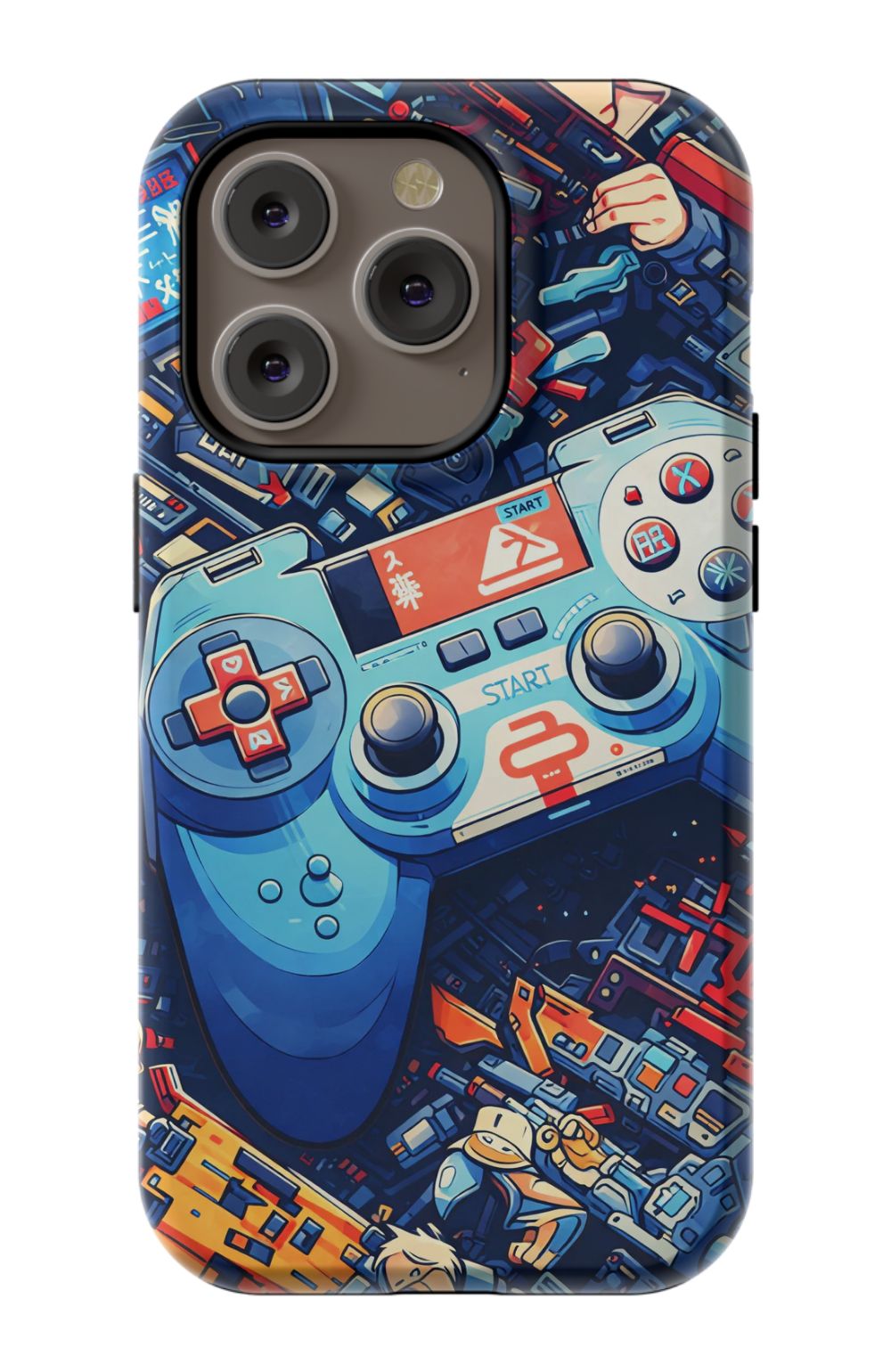 Futuristic gaming controller in cyberpunk world