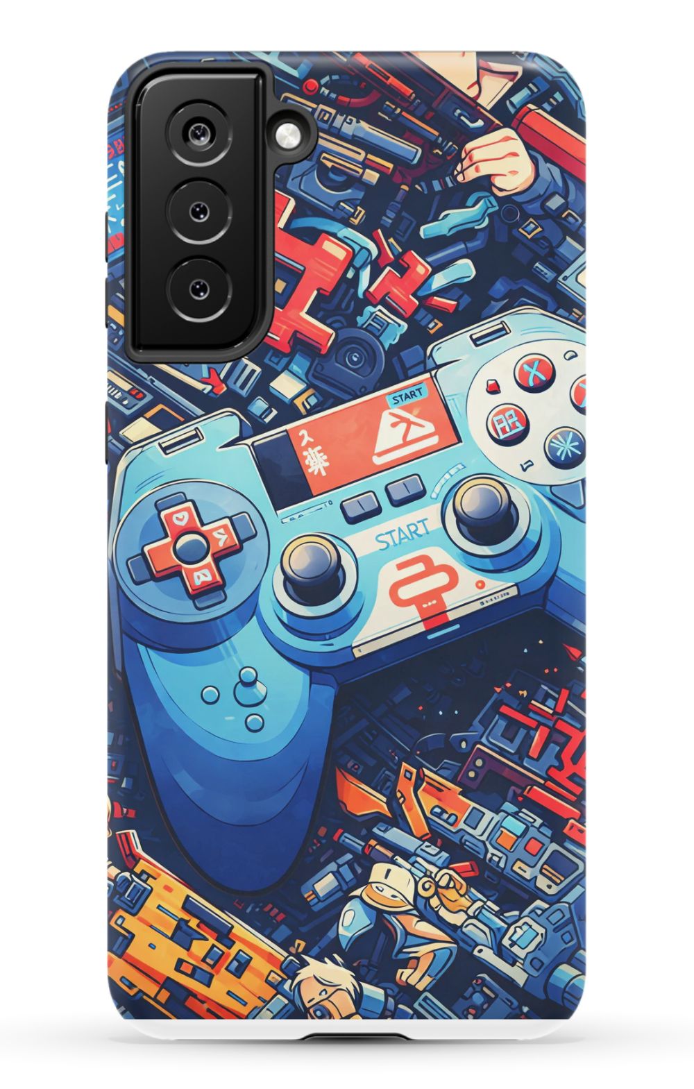 Futuristic gaming controller in cyberpunk world