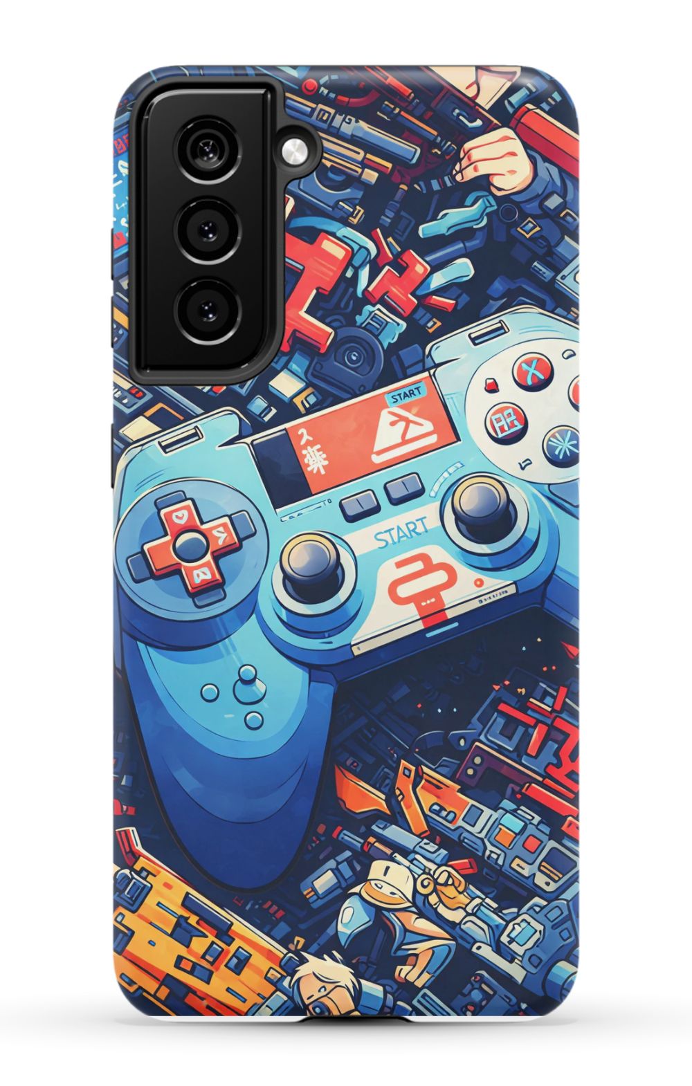 Futuristic gaming controller in cyberpunk world