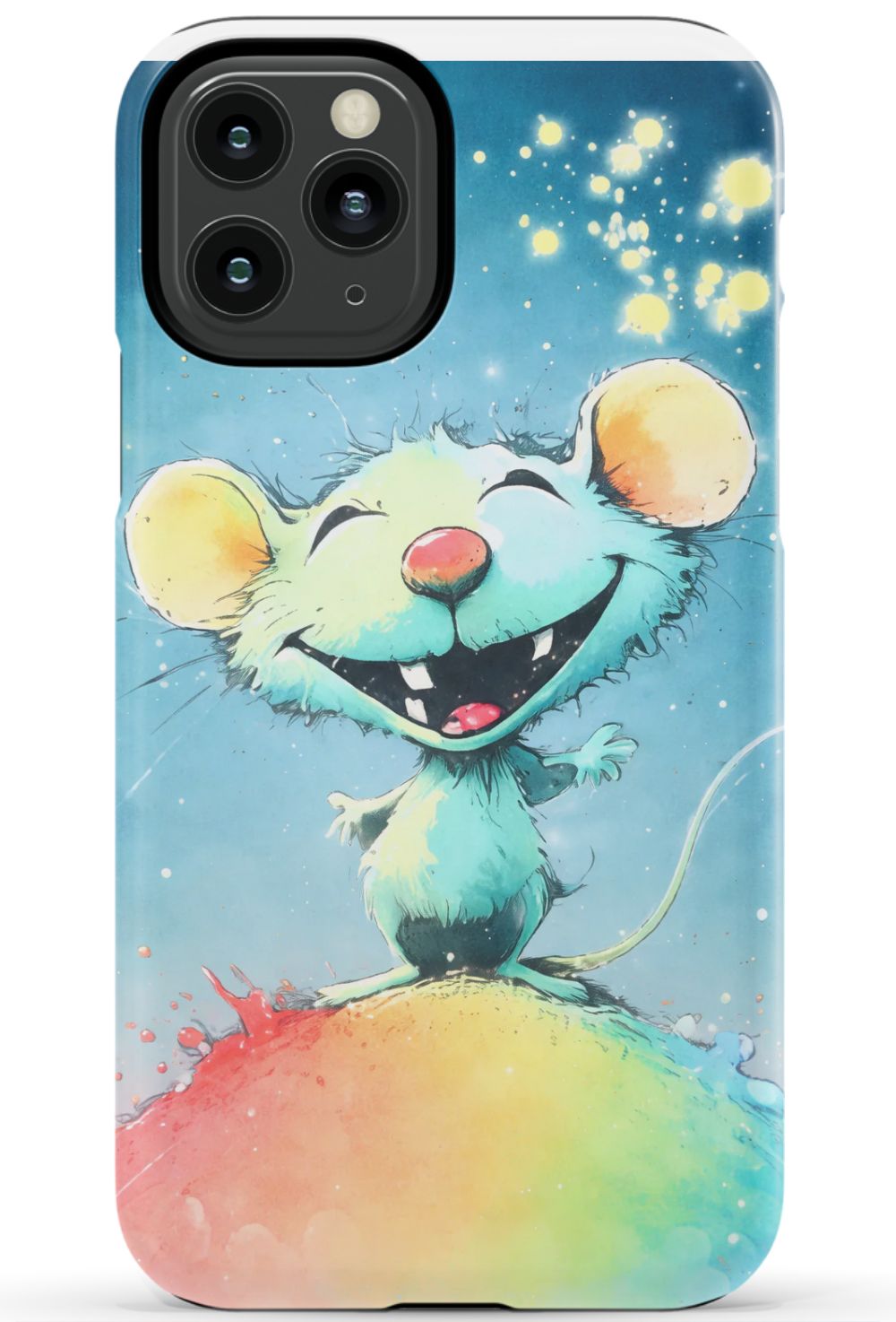 Joyful mouse on a colourful splash