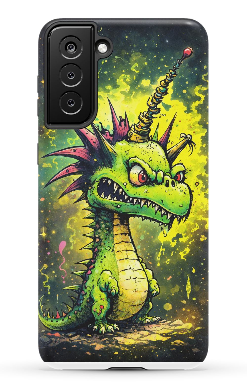 Enraged dragon with fiery energy