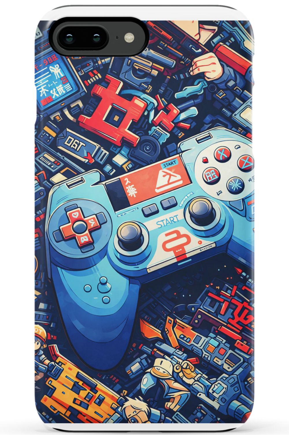 Futuristic gaming controller in cyberpunk world