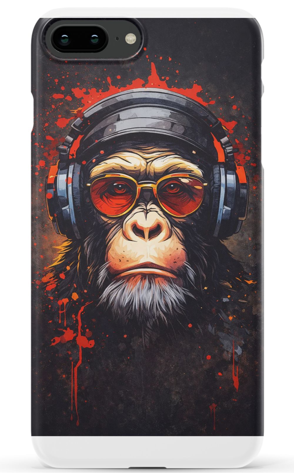 Chimpanzee with red-tinted shades