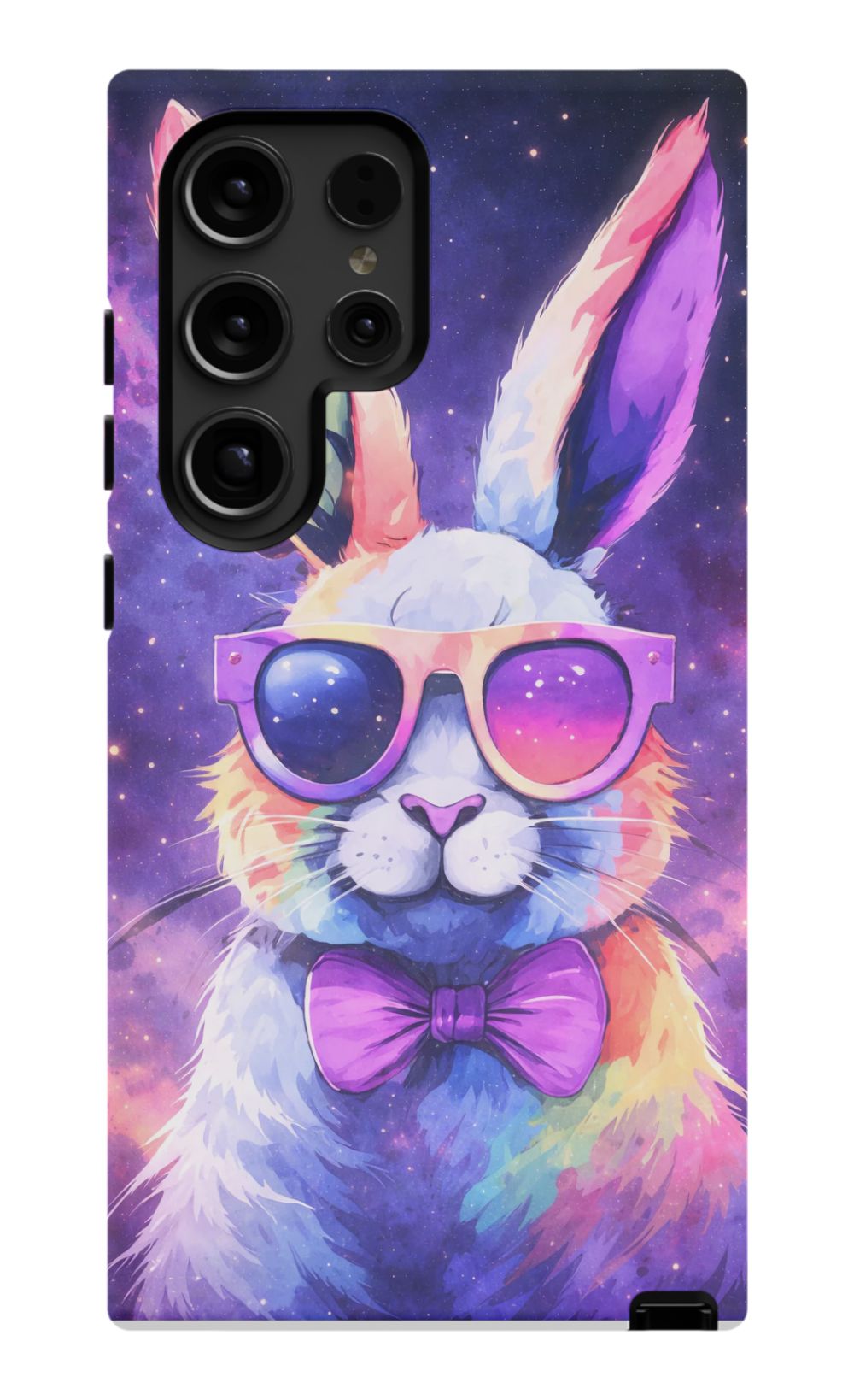 Psychedelic rabbit with retro sunglasses