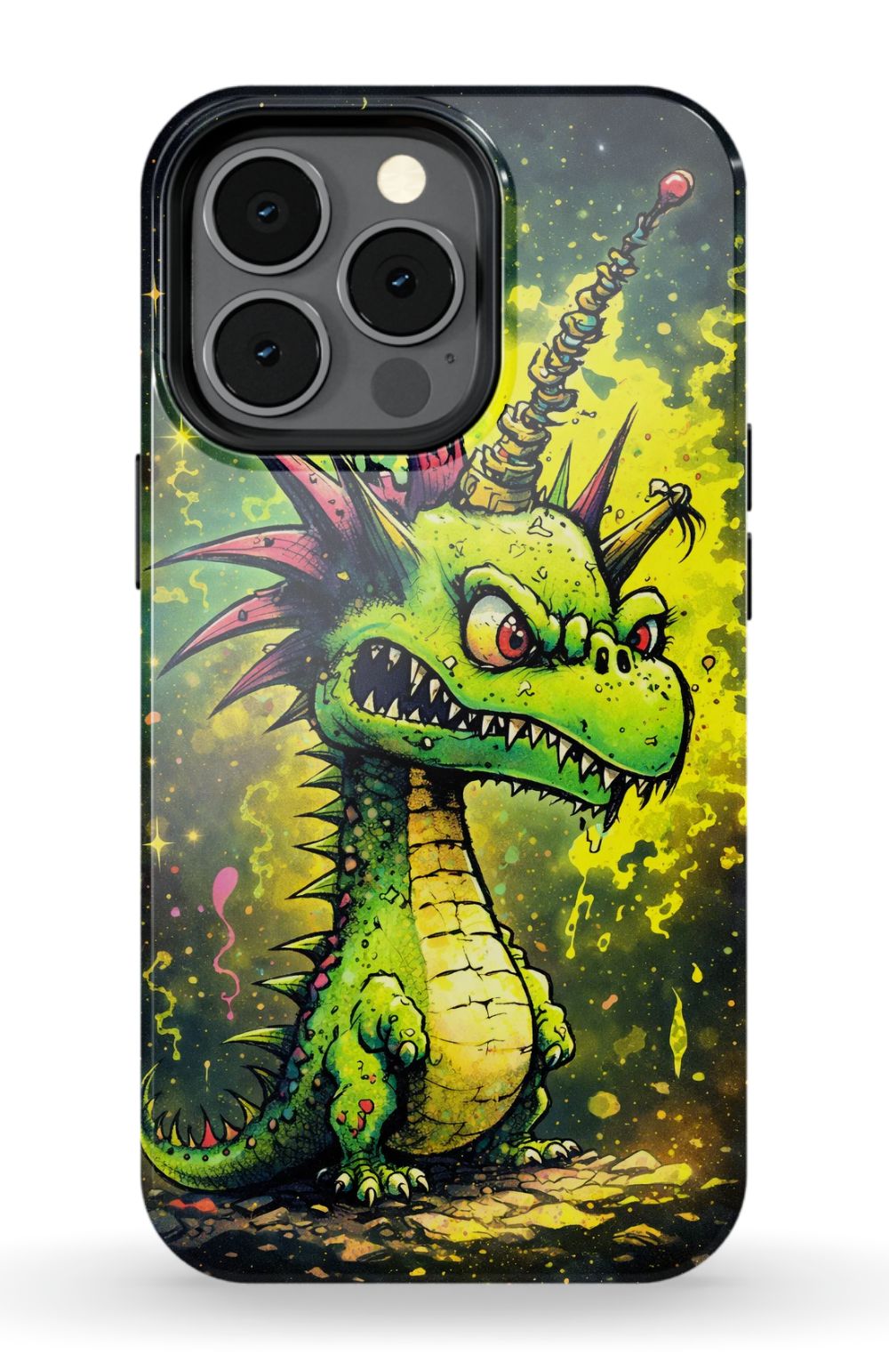 Enraged dragon with fiery energy