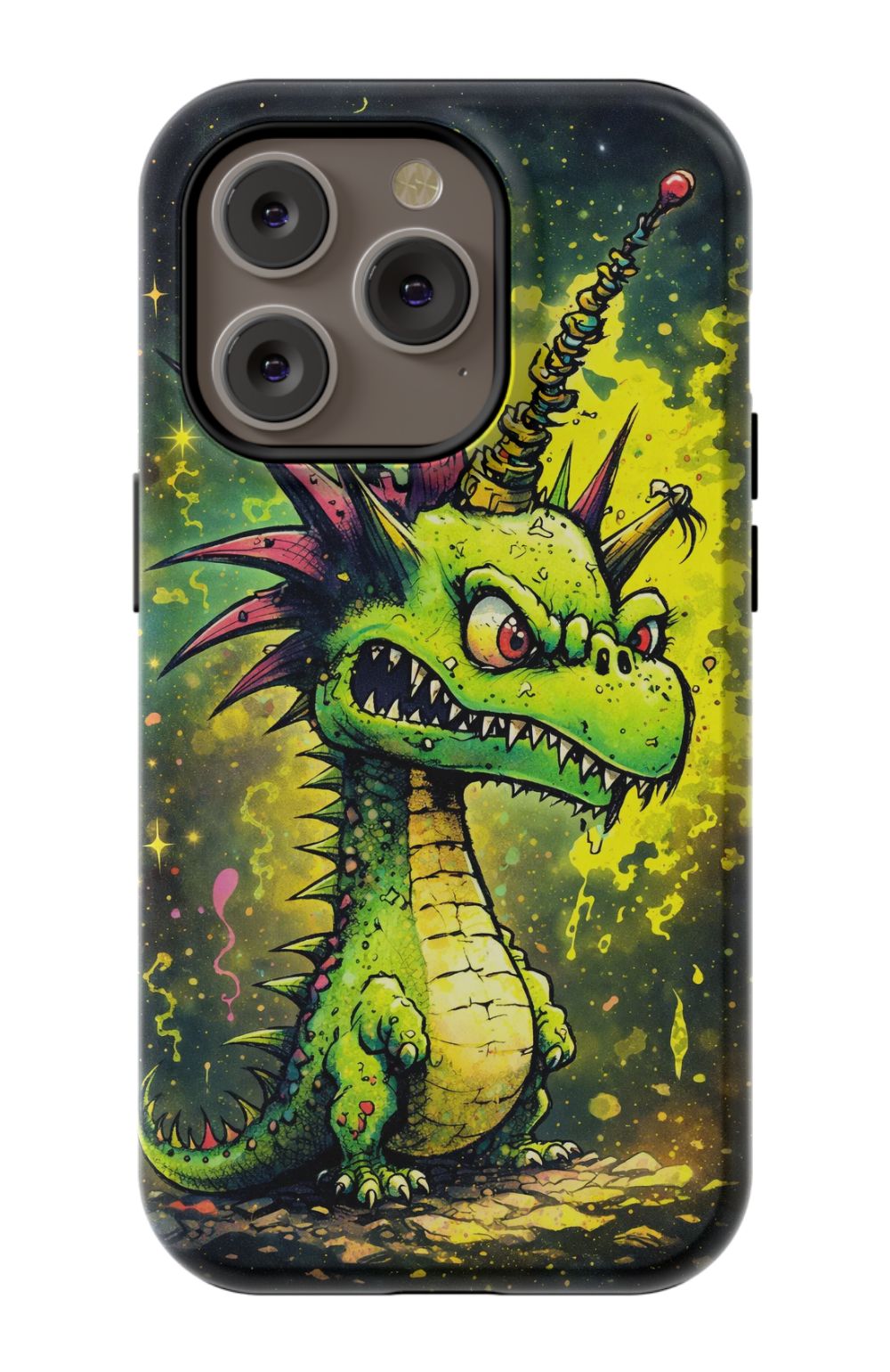 Enraged dragon with fiery energy