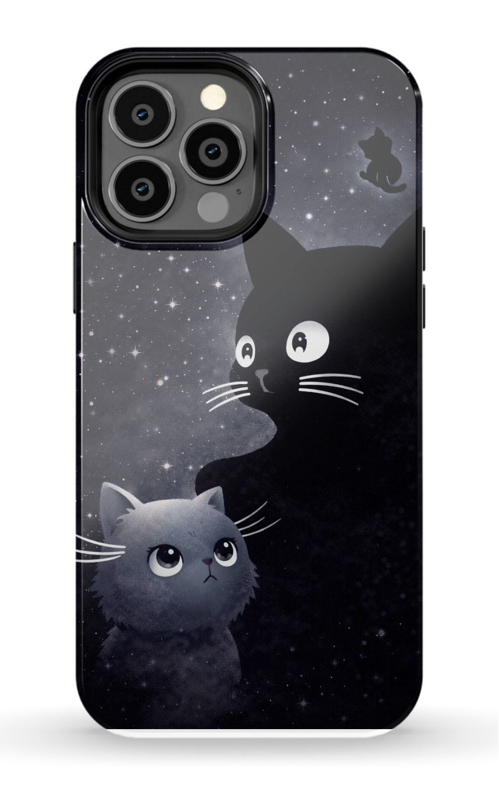 Cats beneath a starry night sky