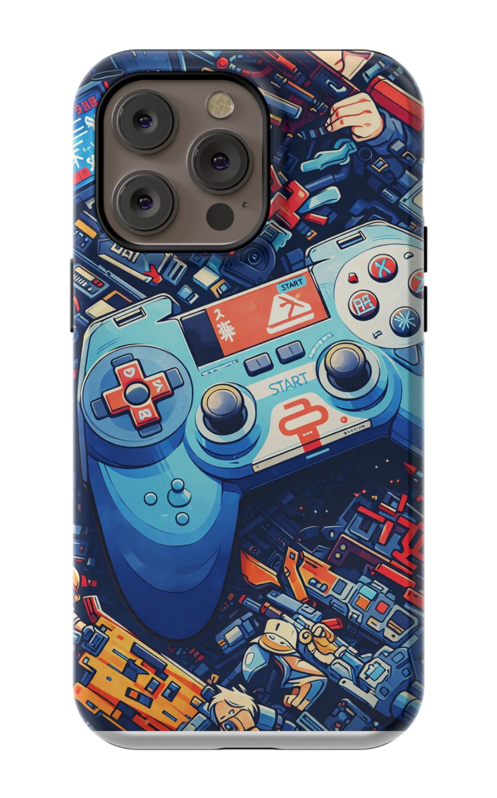 Futuristic gaming controller in cyberpunk world