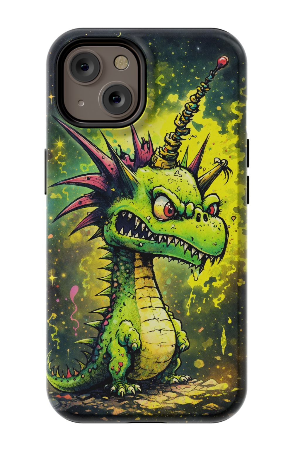 Enraged dragon with fiery energy