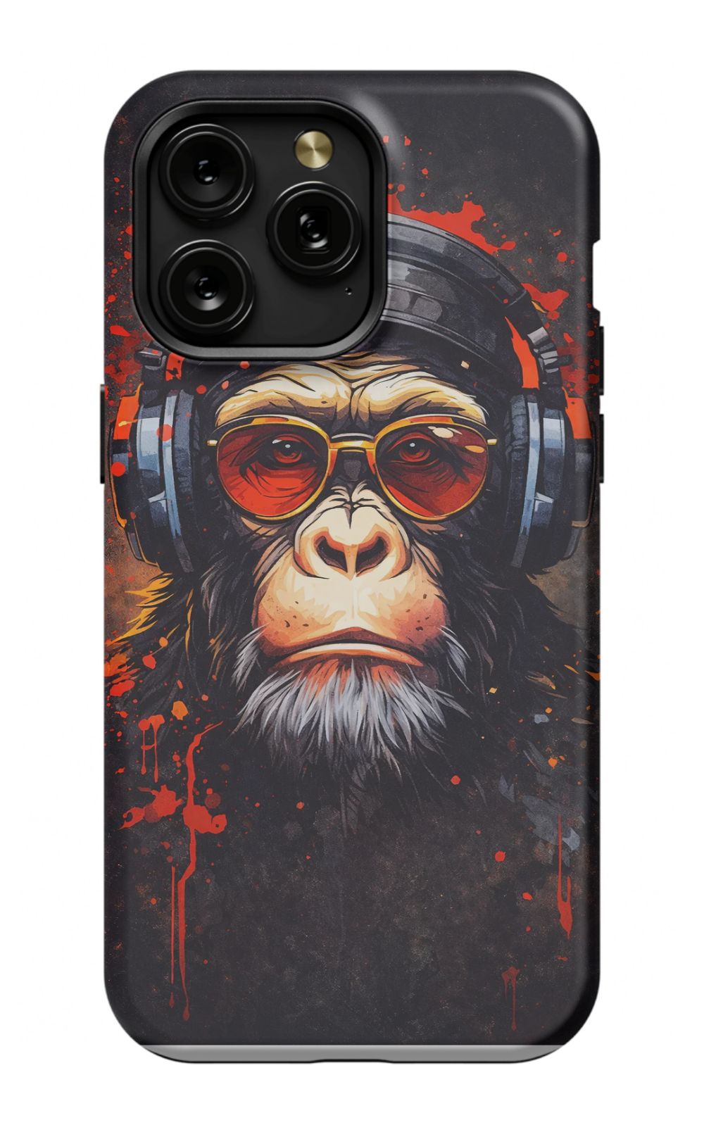 Chimpanzee with red-tinted shades