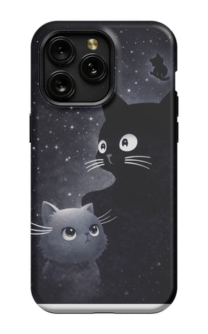Cats beneath a starry night sky