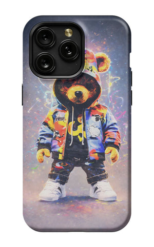 Teddy bear in vibrant streetwear