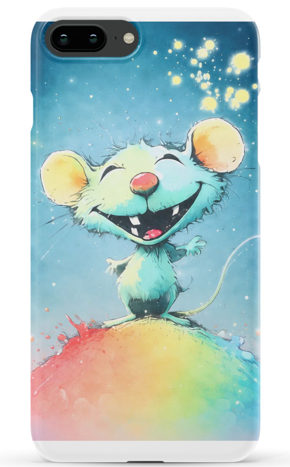 Joyful mouse on a colourful splash