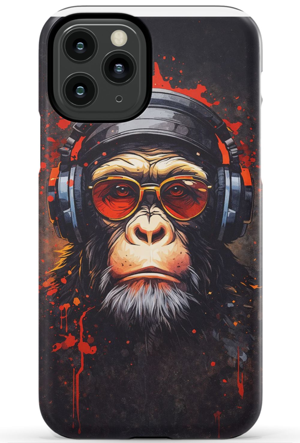 Chimpanzee with red-tinted shades