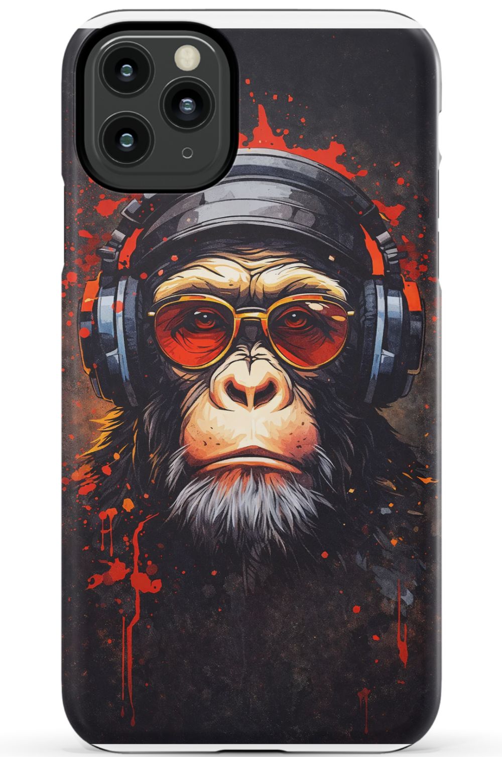 Chimpanzee with red-tinted shades