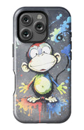 Cheerful monkey with vibrant paint splashes