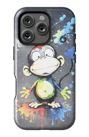 Cheerful monkey with vibrant paint splashes