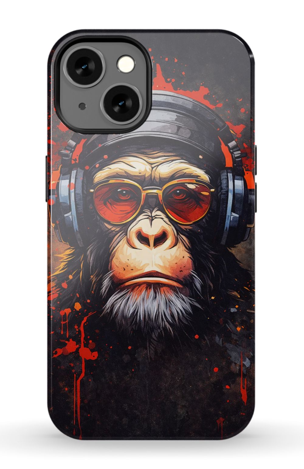 Chimpanzee with red-tinted shades