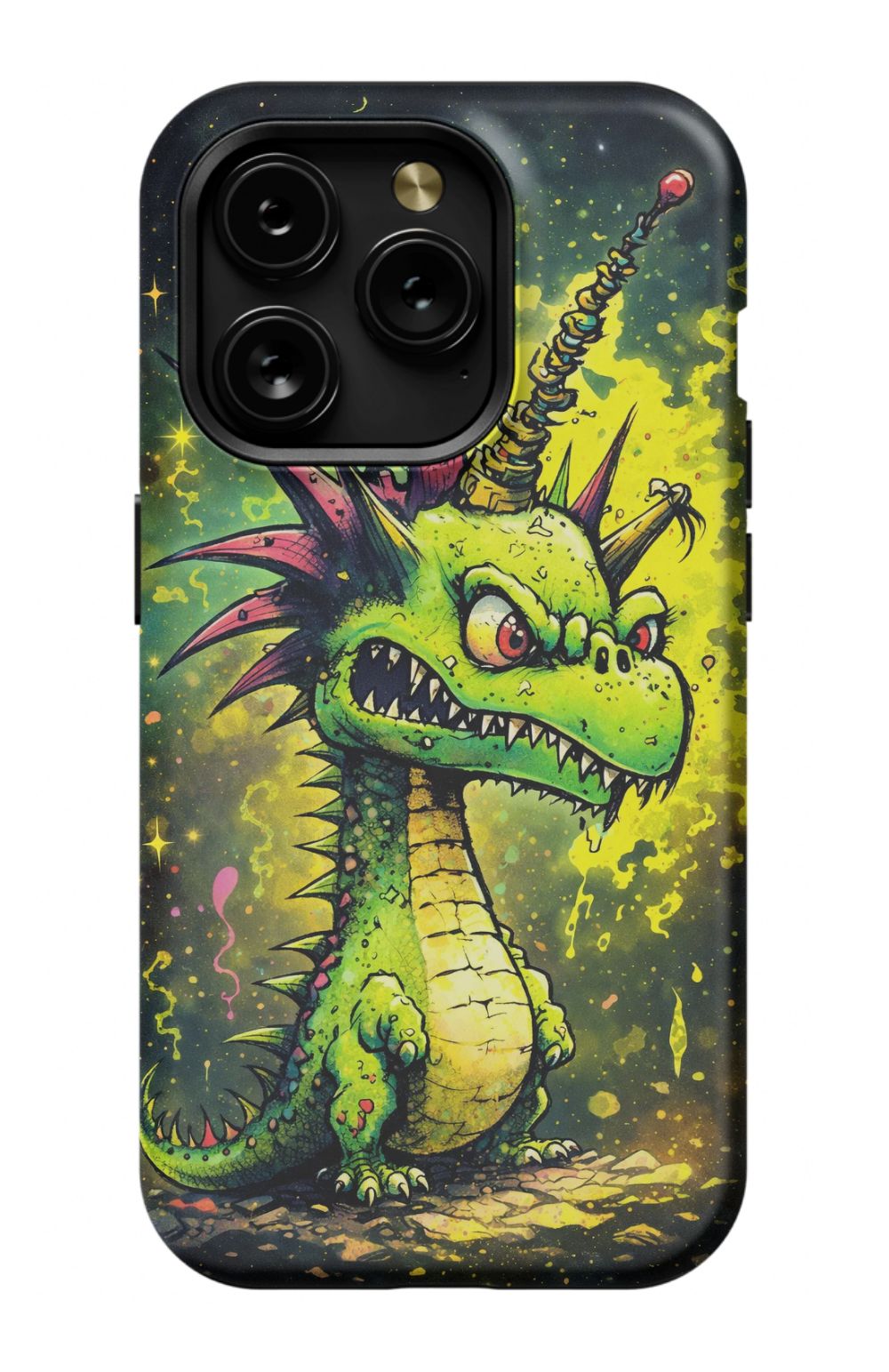 Enraged dragon with fiery energy