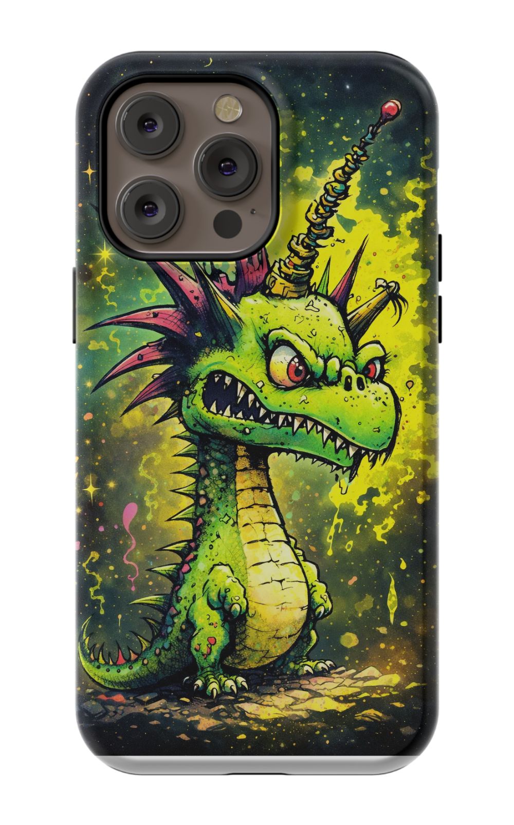 Enraged dragon with fiery energy