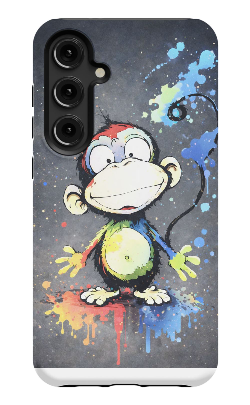 Cheerful monkey with vibrant paint splashes