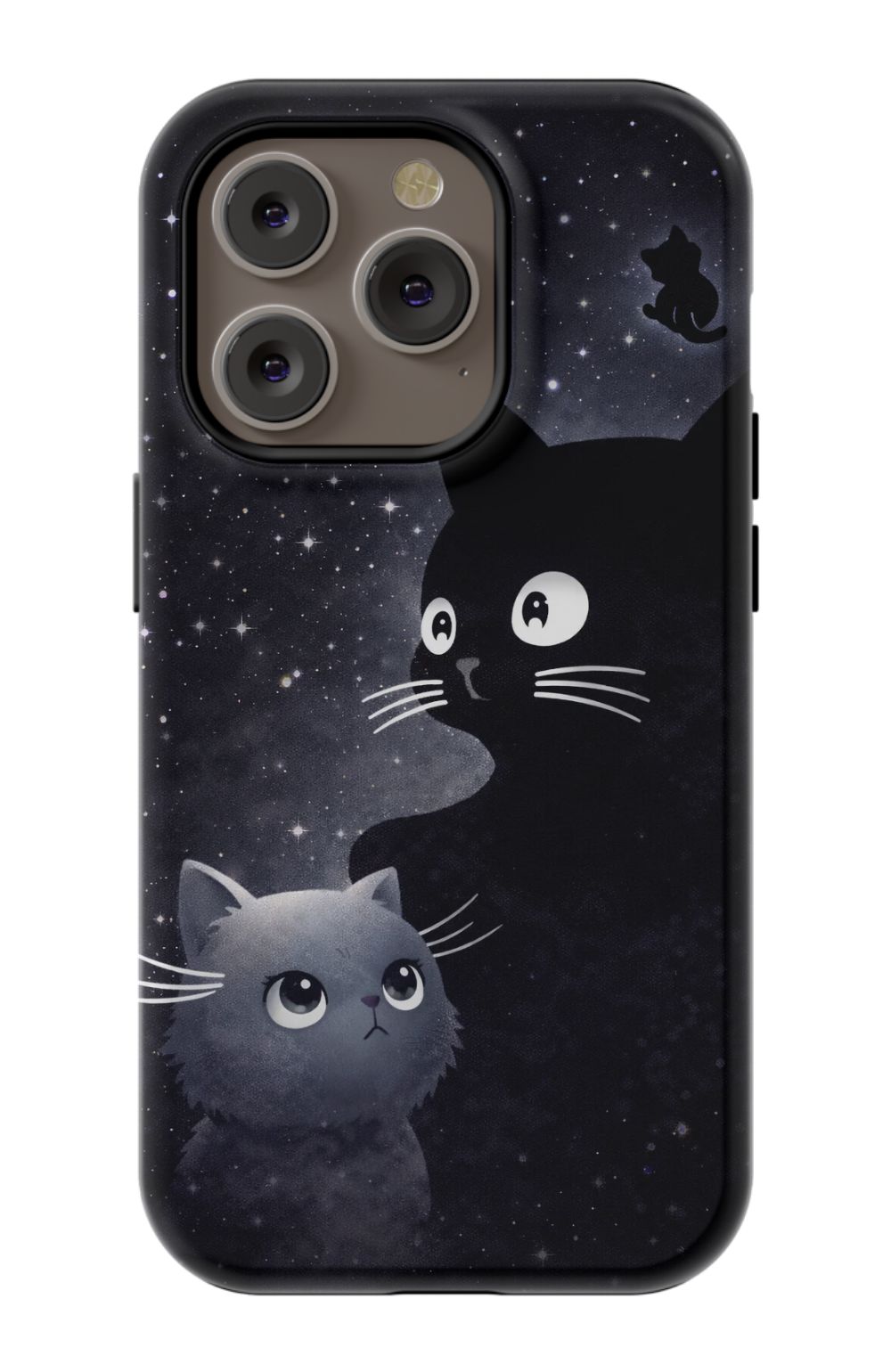 Cats beneath a starry night sky