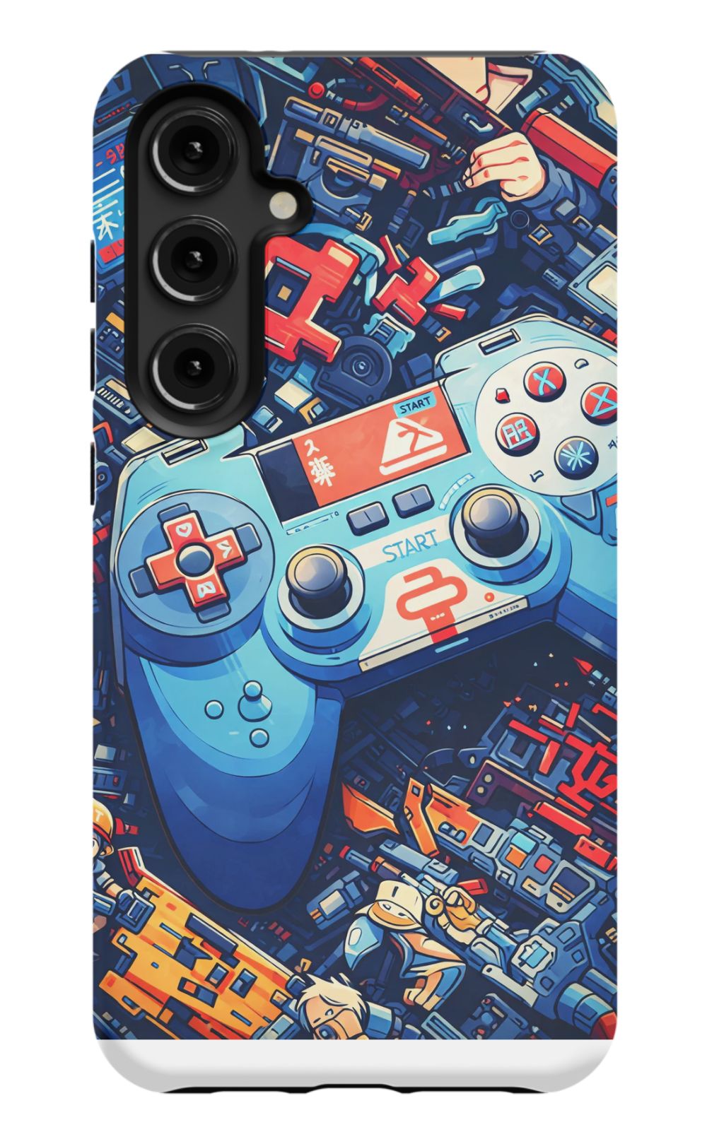 Futuristic gaming controller in cyberpunk world