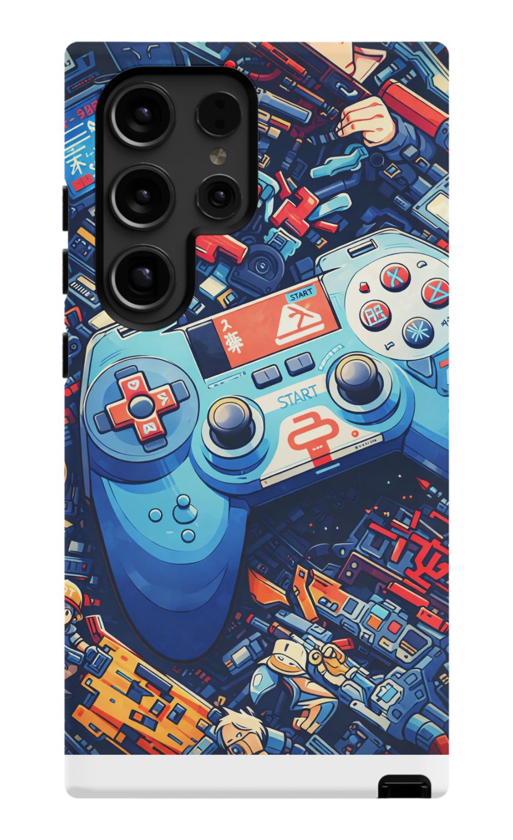 Futuristic gaming controller in cyberpunk world