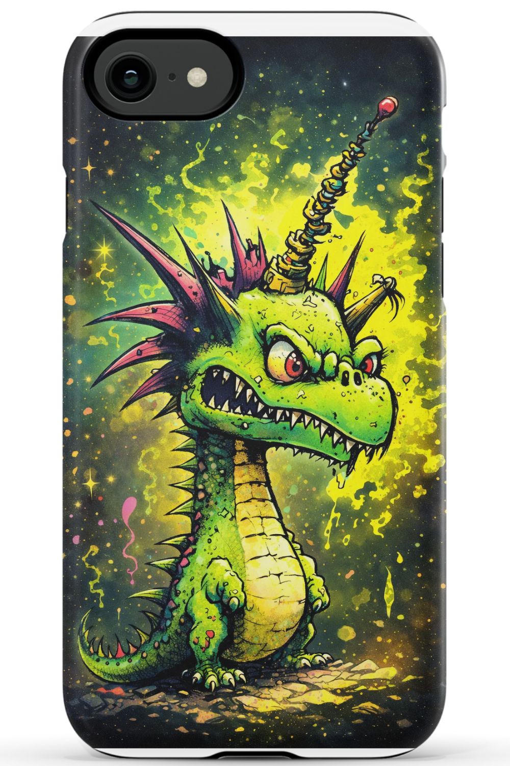 Enraged dragon with fiery energy
