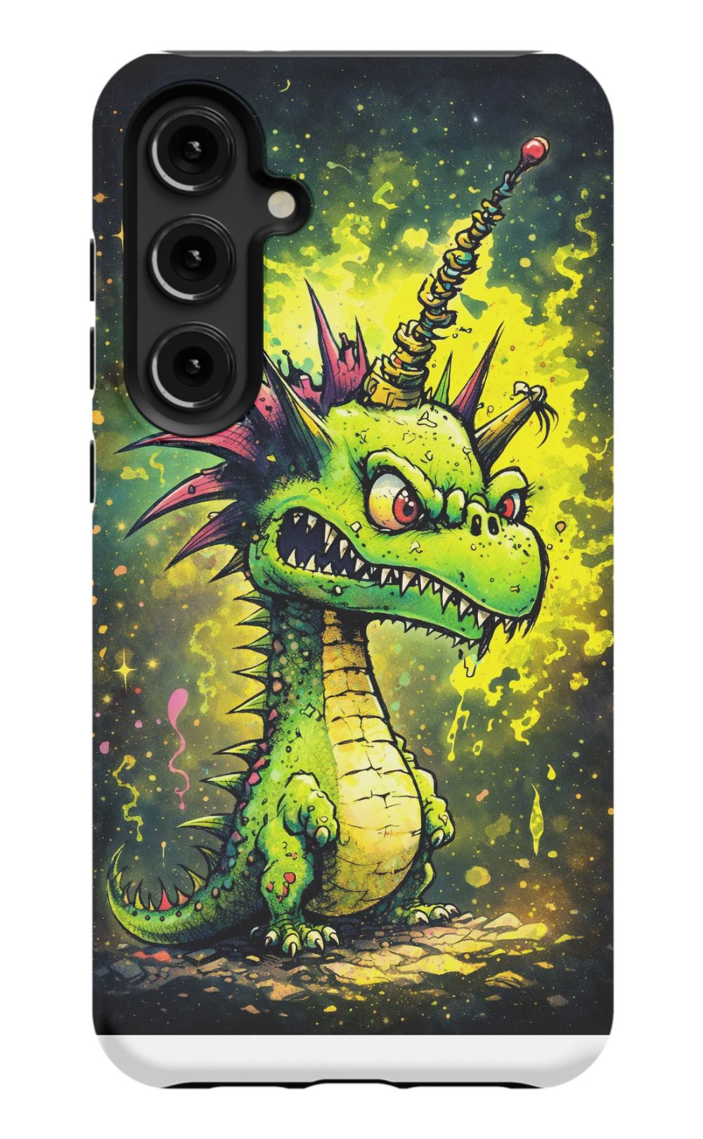 Enraged dragon with fiery energy