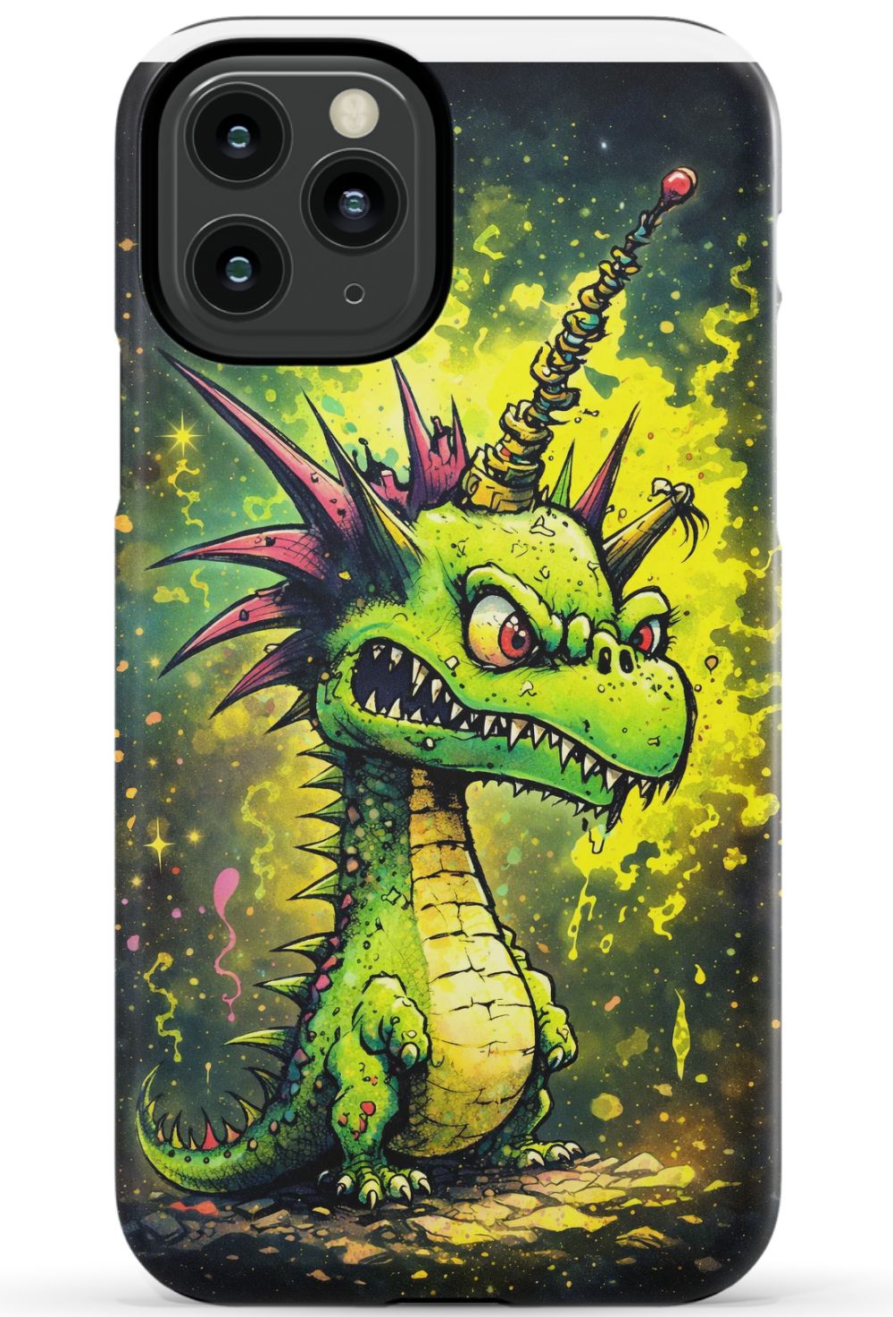 Enraged dragon with fiery energy