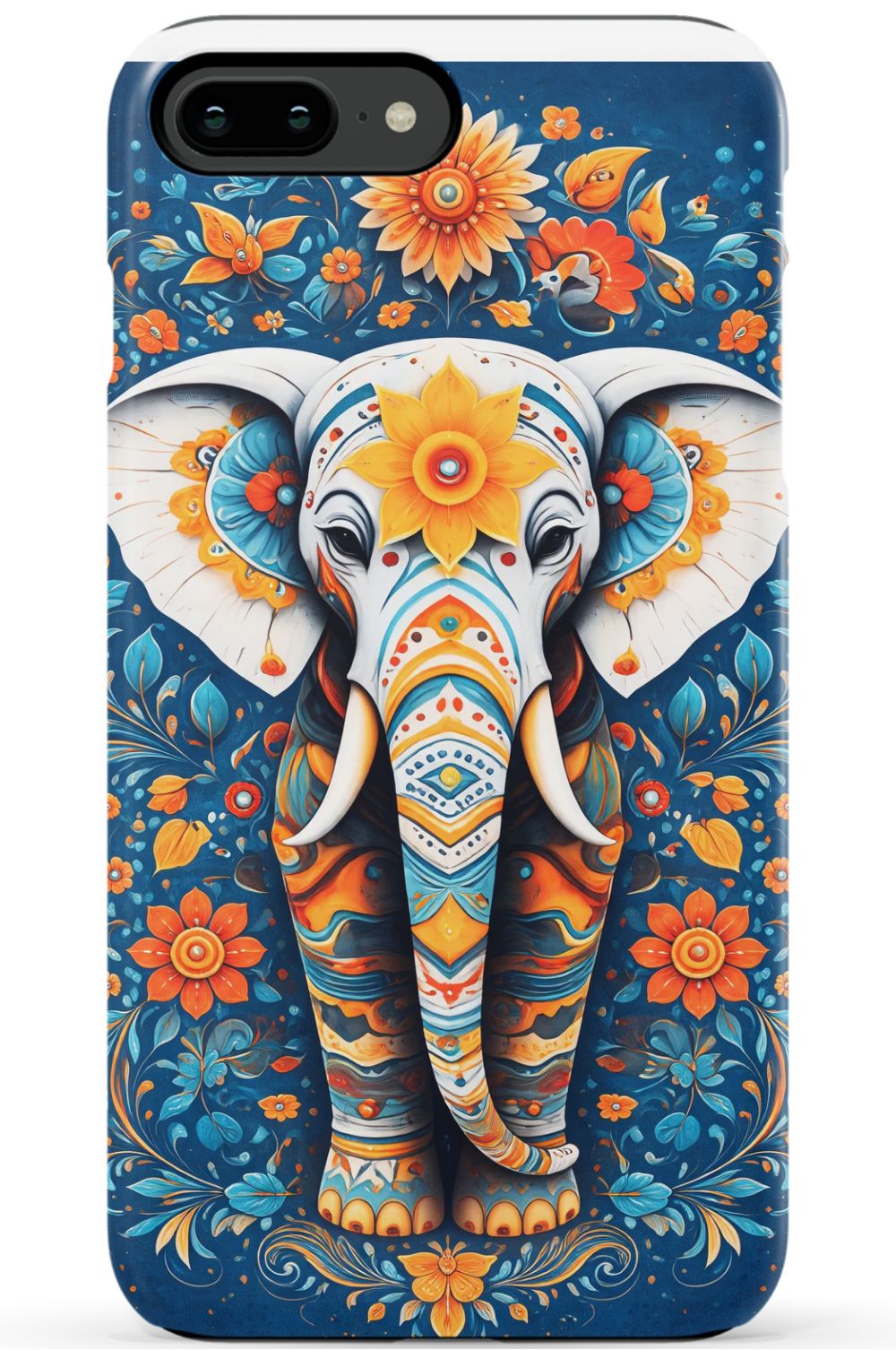 Ornate elephant with vibrant folk art