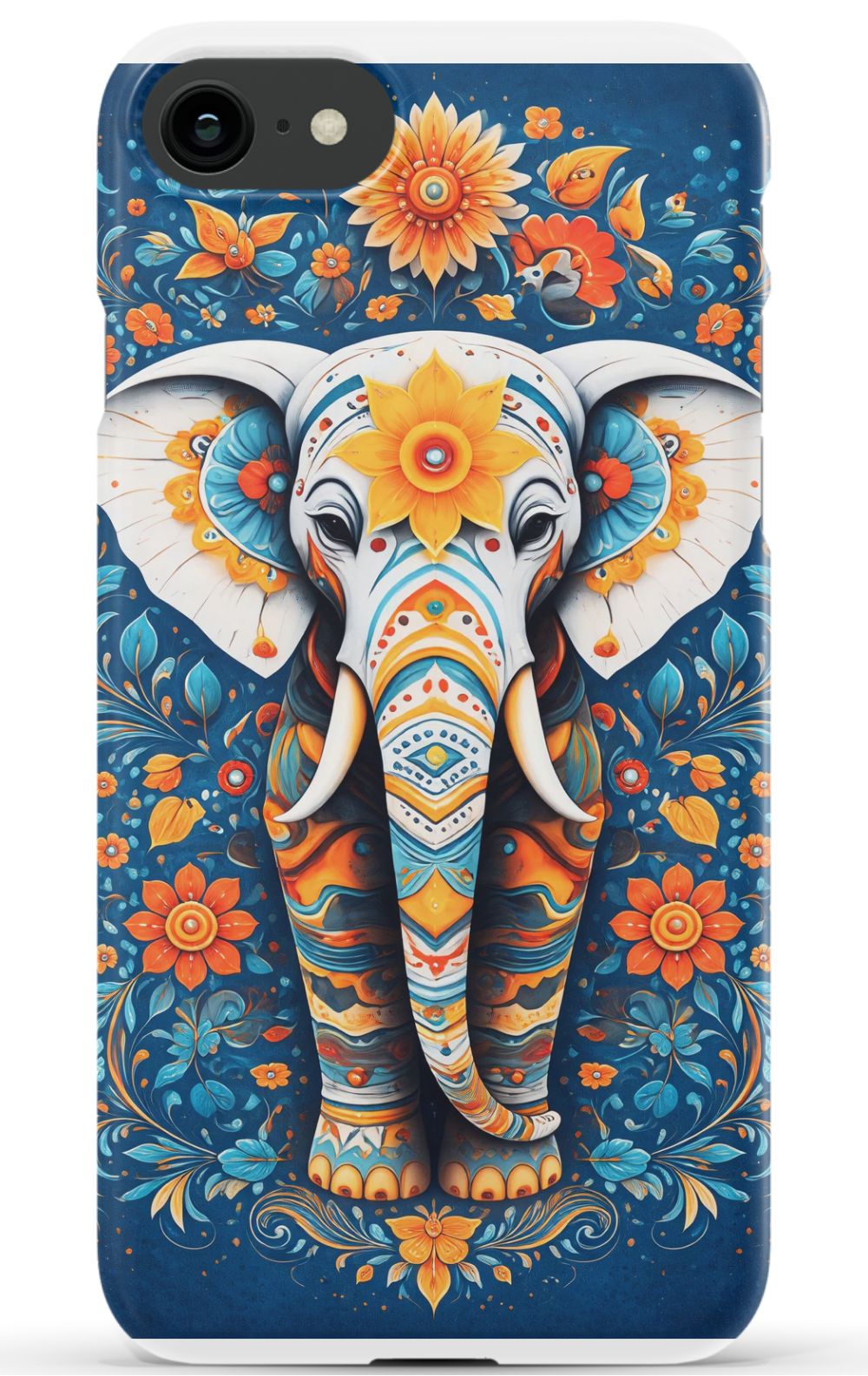 Ornate elephant with vibrant folk art
