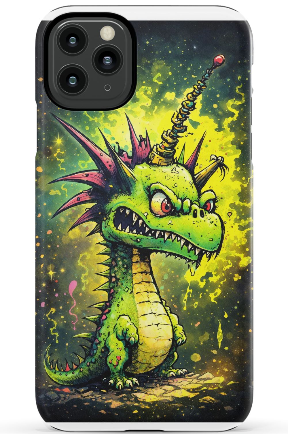Enraged dragon with fiery energy