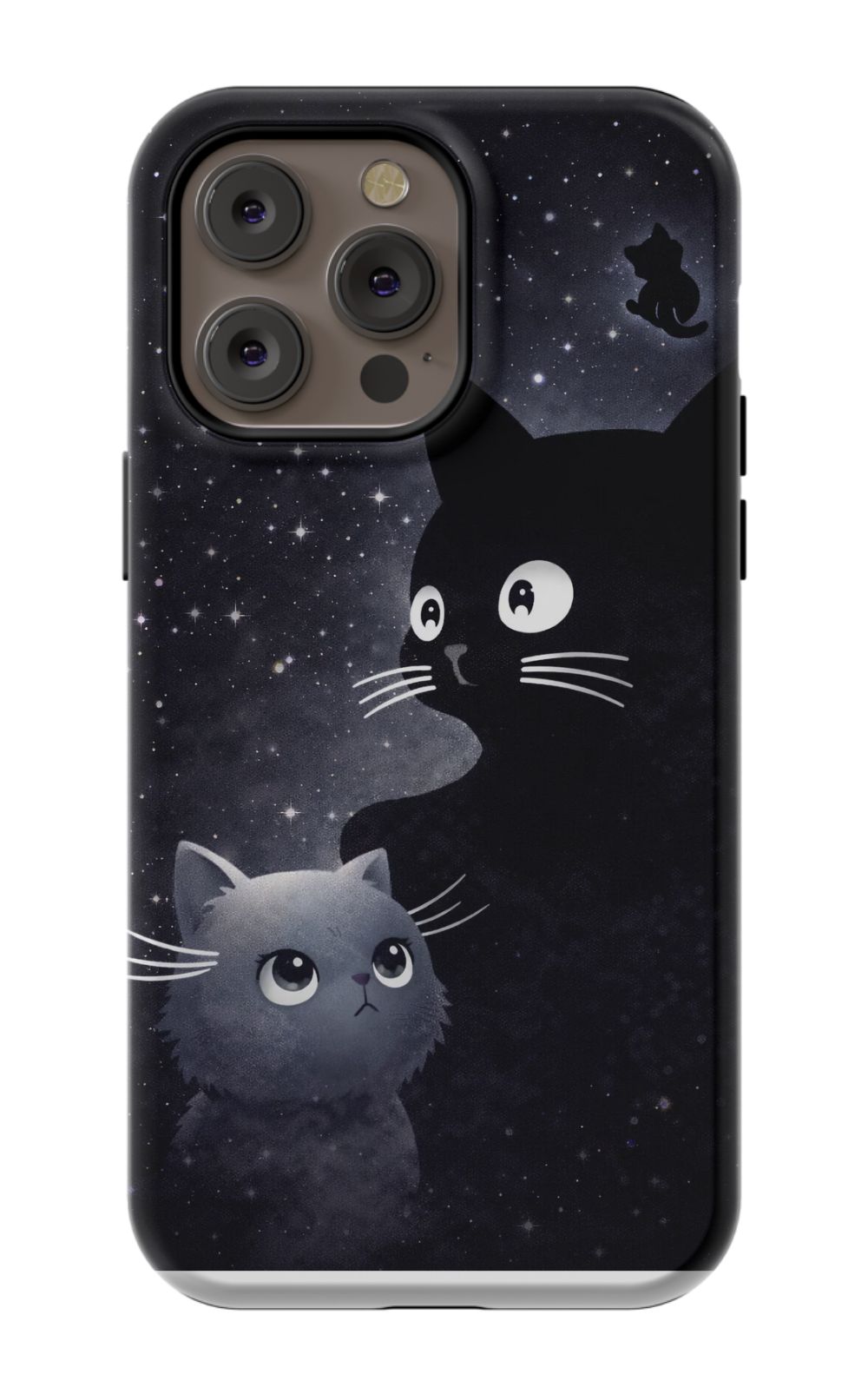 Cats beneath a starry night sky