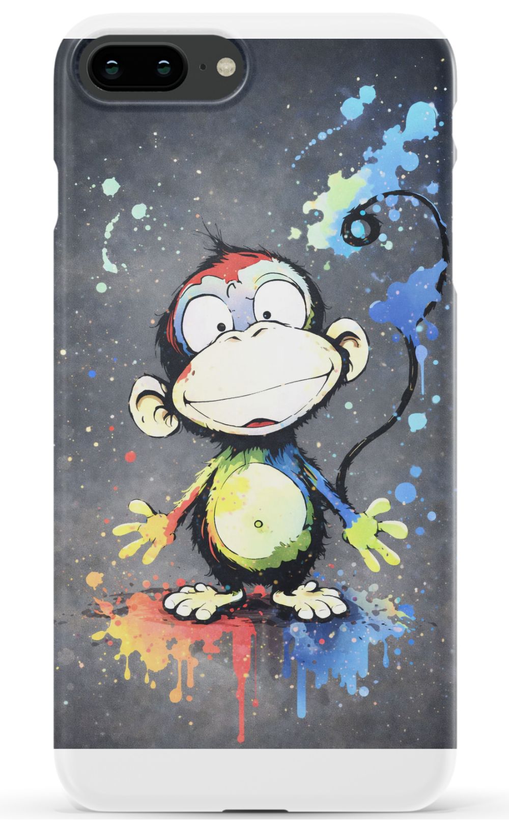Cheerful monkey with vibrant paint splashes