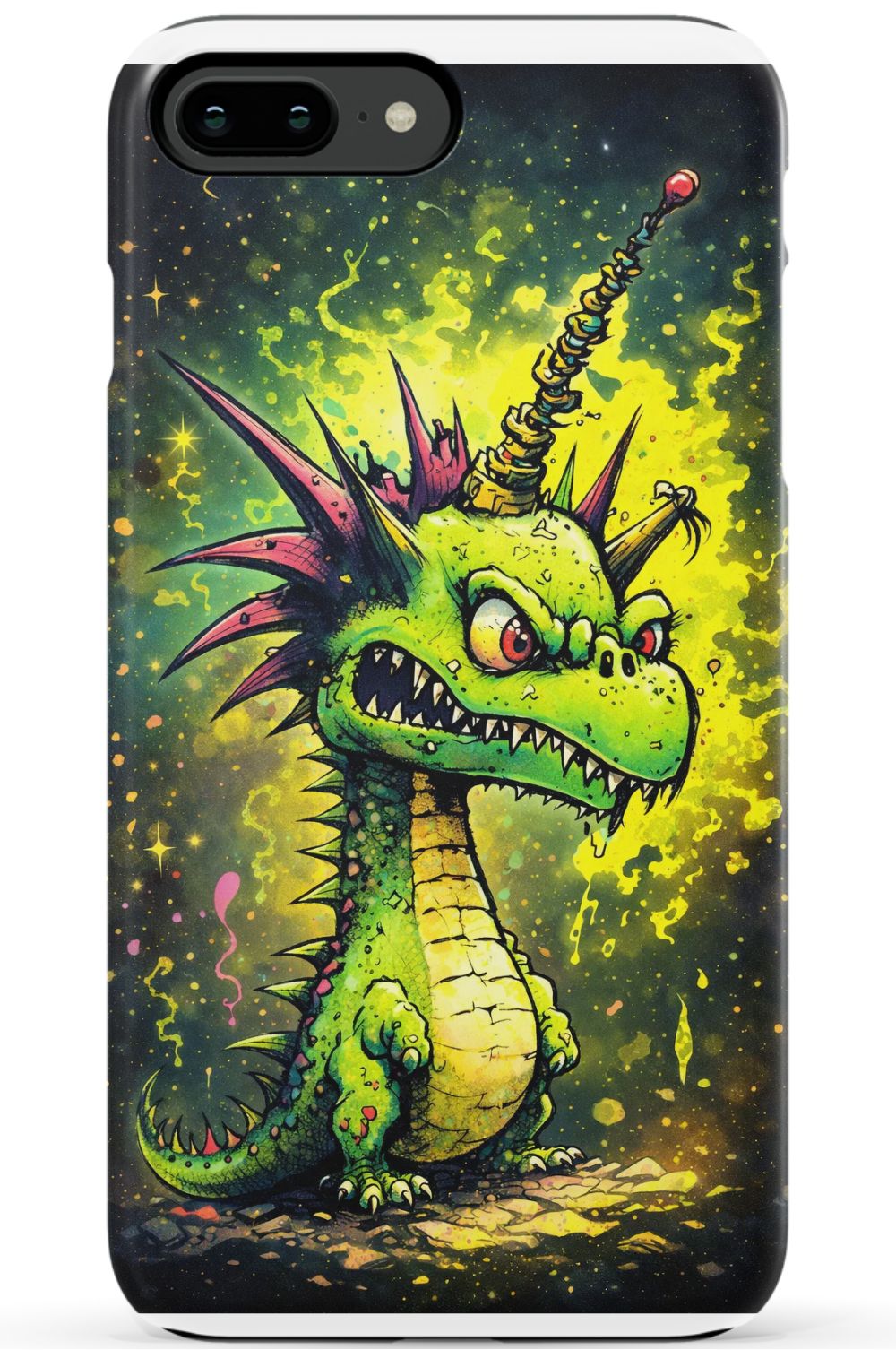 Enraged dragon with fiery energy