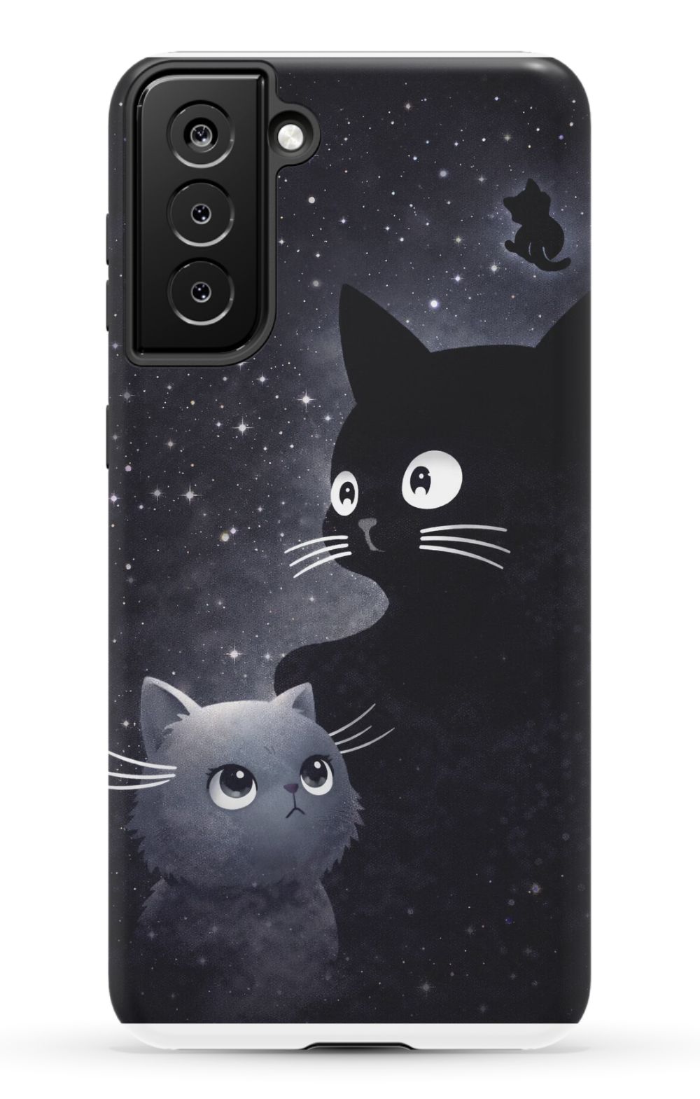 Cats beneath a starry night sky