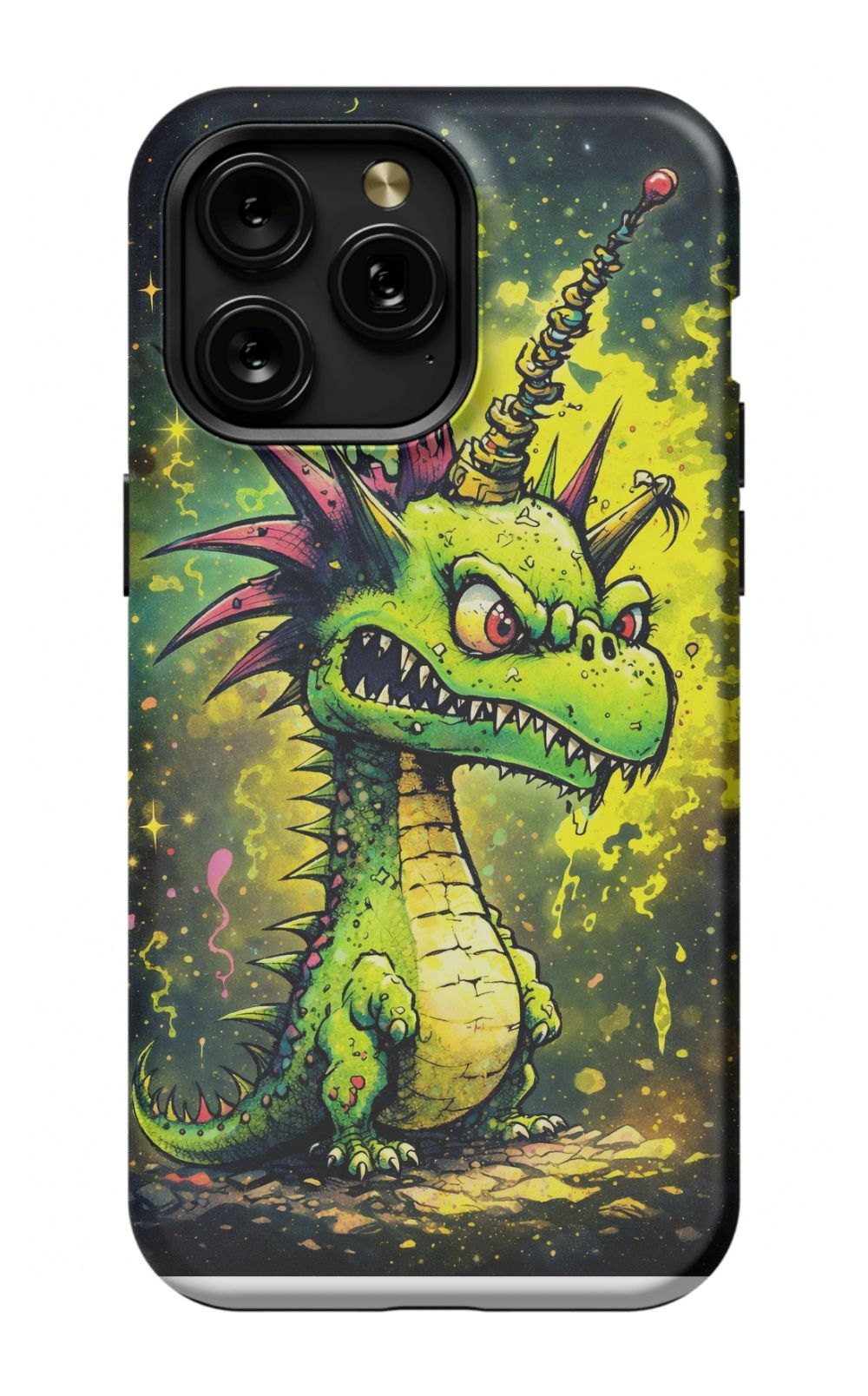 Enraged dragon with fiery energy