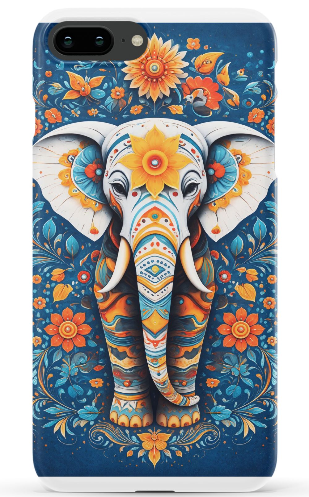 Ornate elephant with vibrant folk art