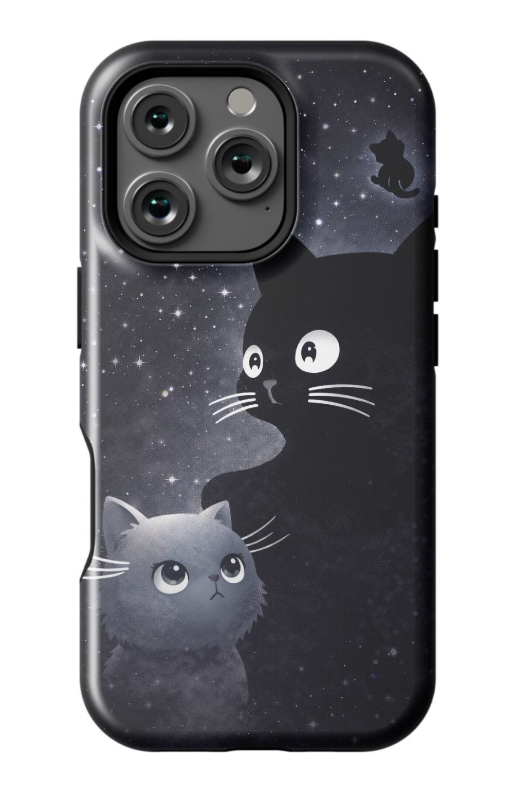 Cats beneath a starry night sky