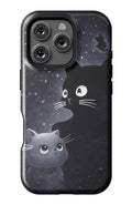 Cats beneath a starry night sky