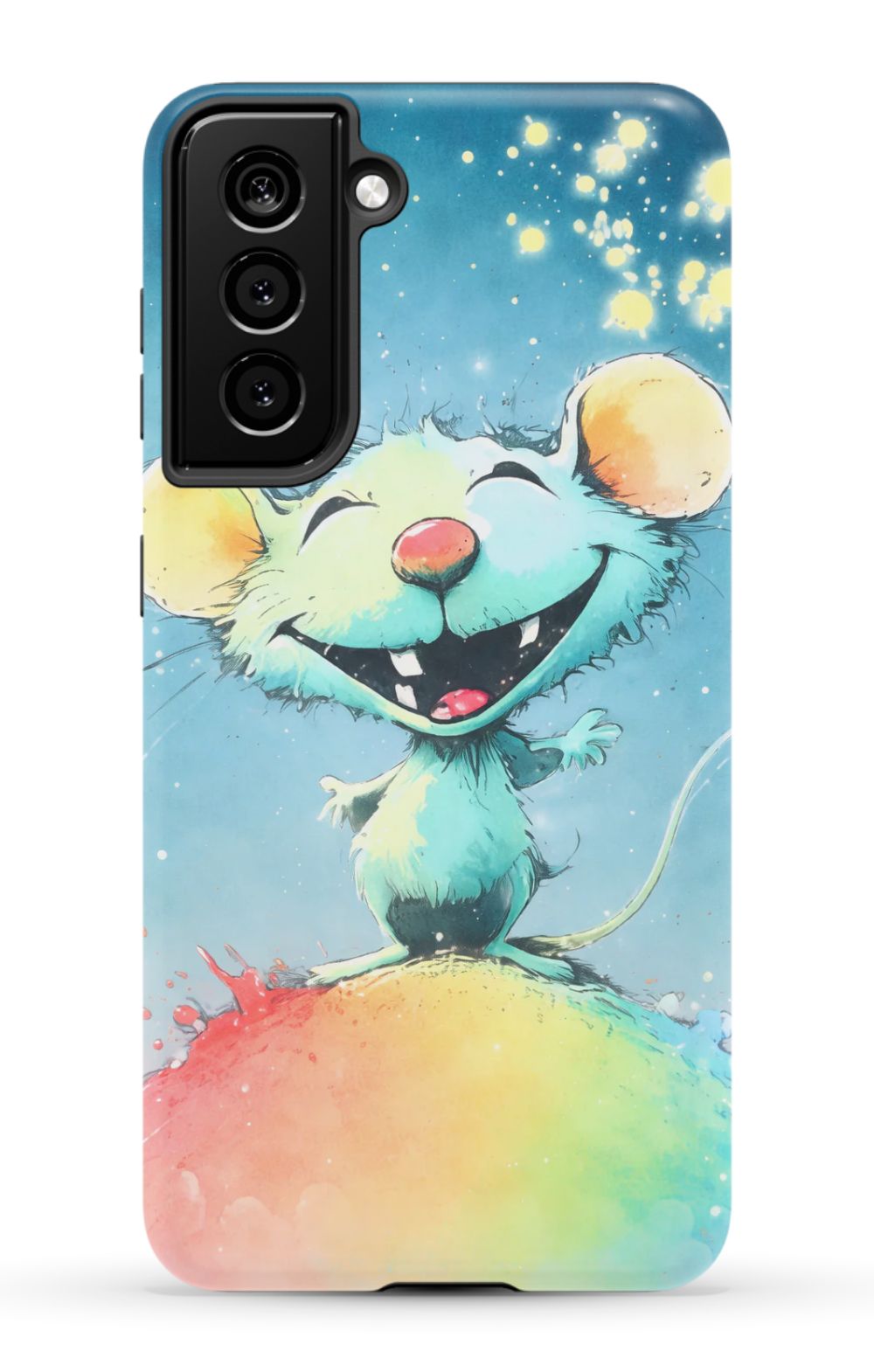 Joyful mouse on a colourful splash