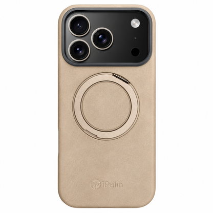 iPhone 17 Pro Max iPalm Magsafe Ring Leather Case Cream