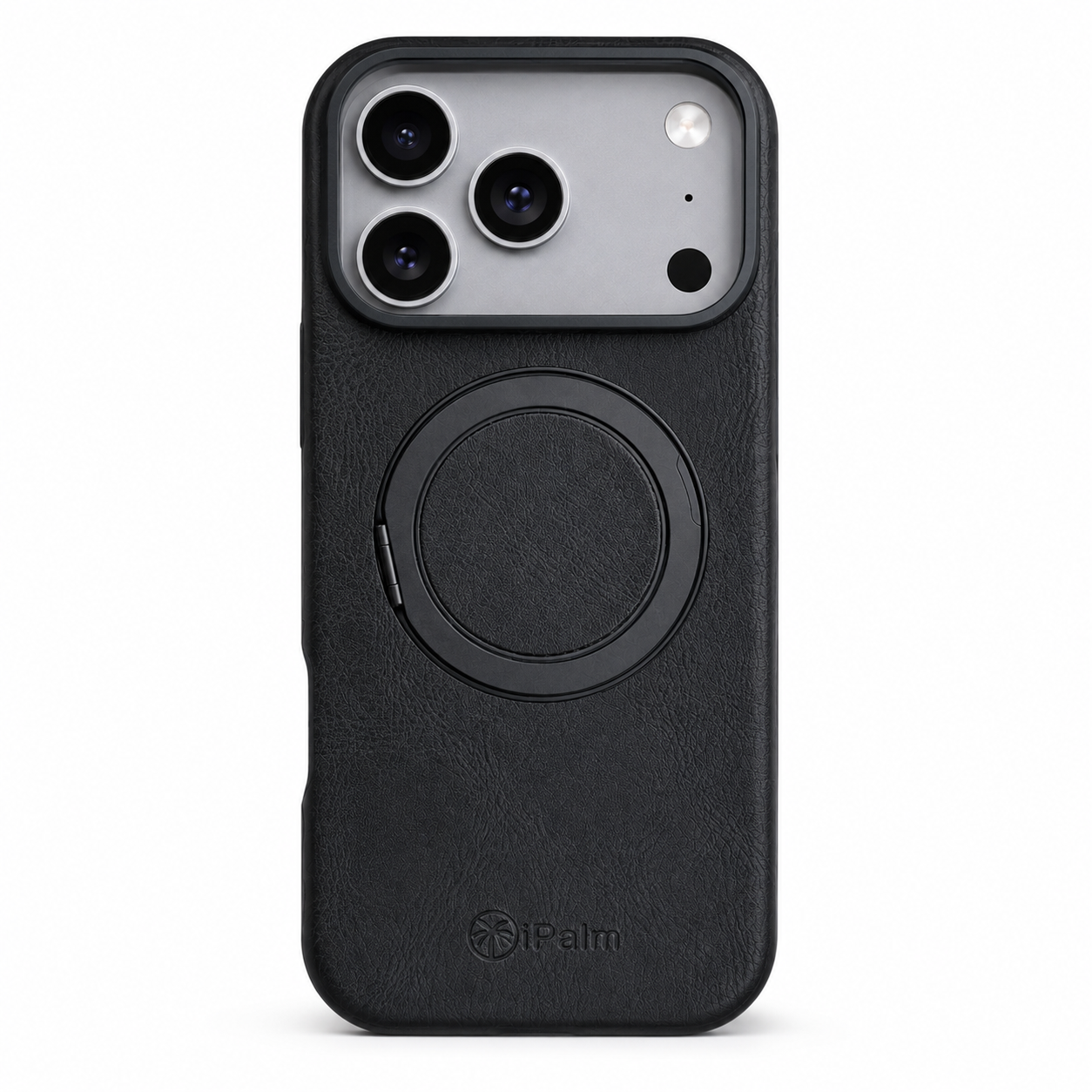 iPhone 17 Pro Max iPalm Magsafe Ring Leather Case Black
