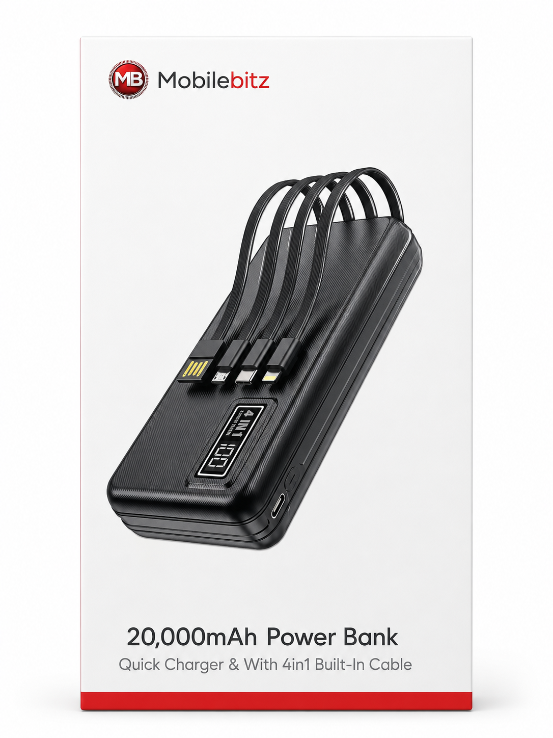 Power Bank With Built in 4 in 1 Cable 20000mAh