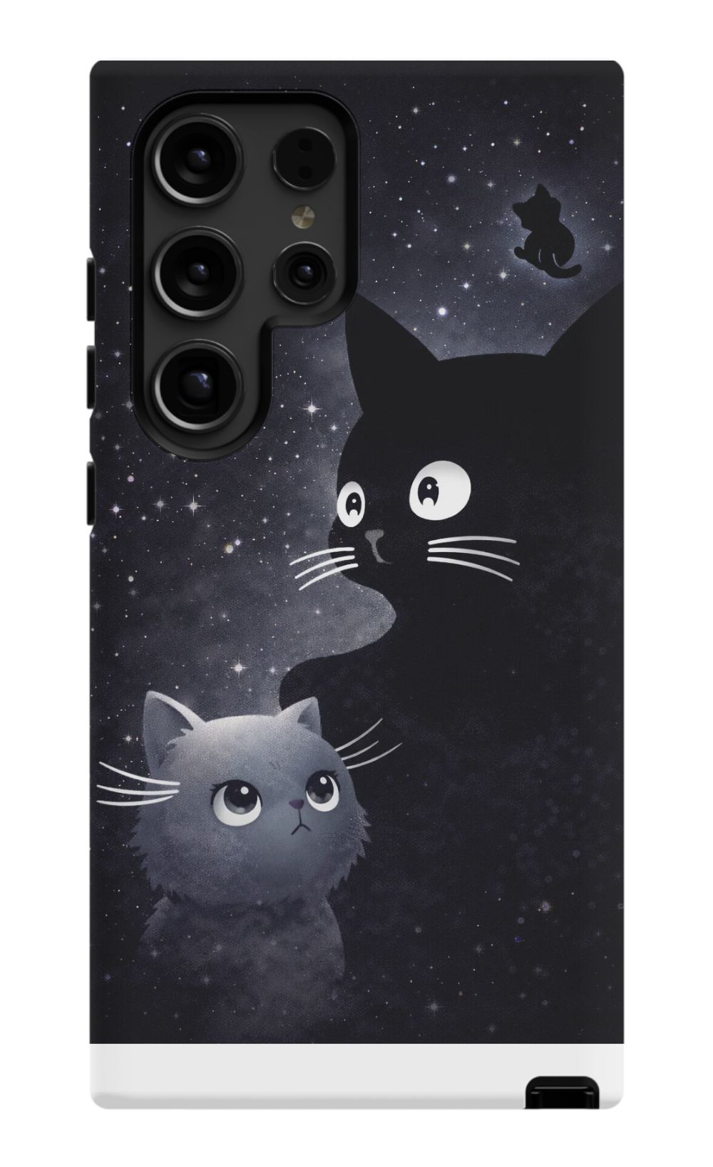 Cats beneath a starry night sky