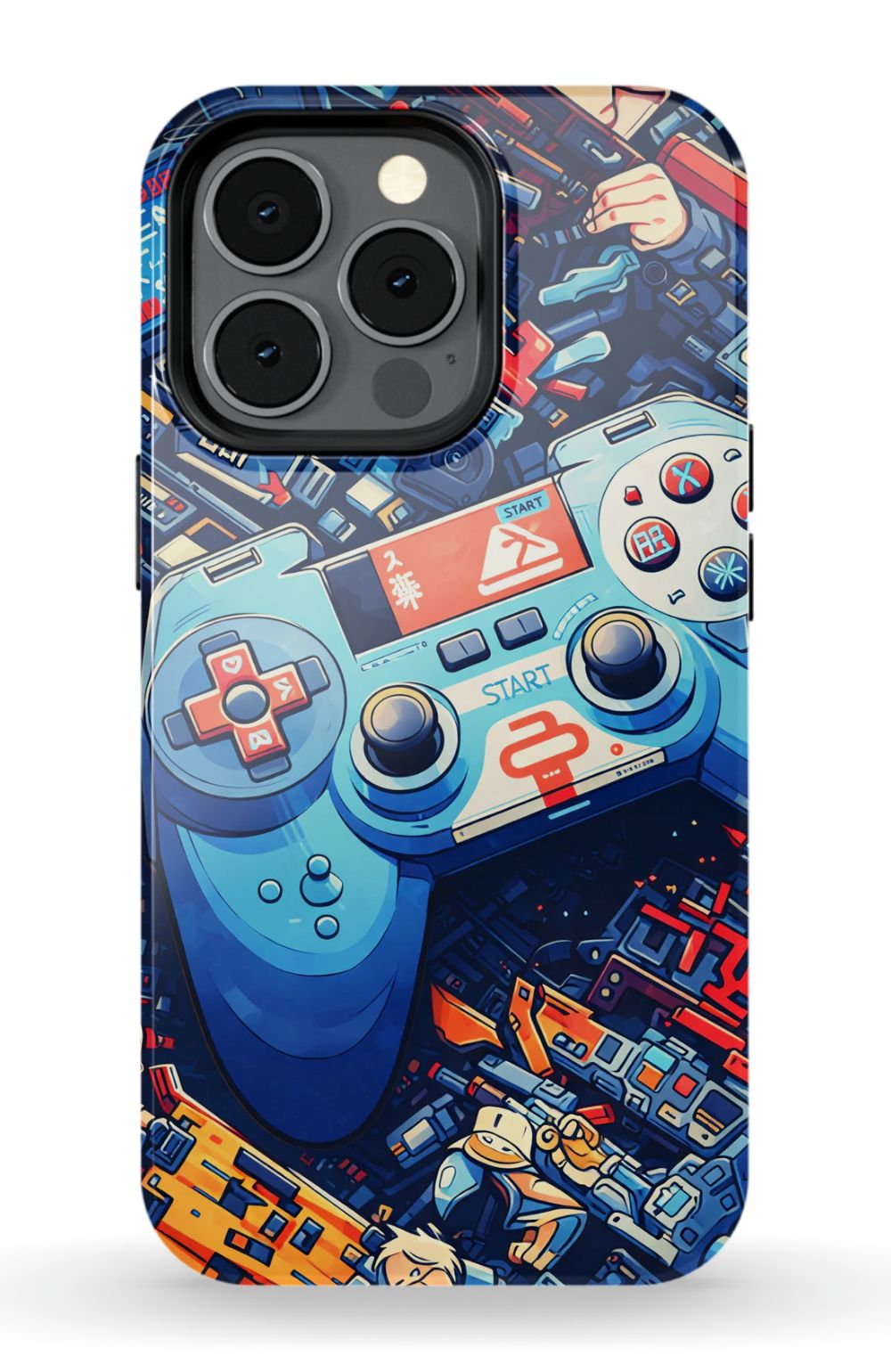 Futuristic gaming controller in cyberpunk world