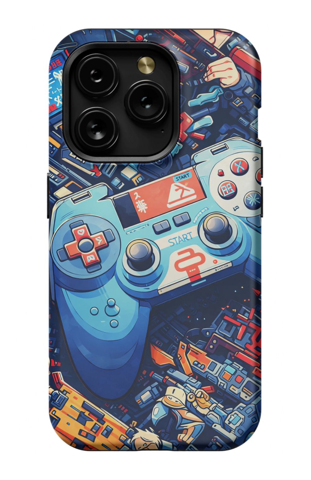 Futuristic gaming controller in cyberpunk world